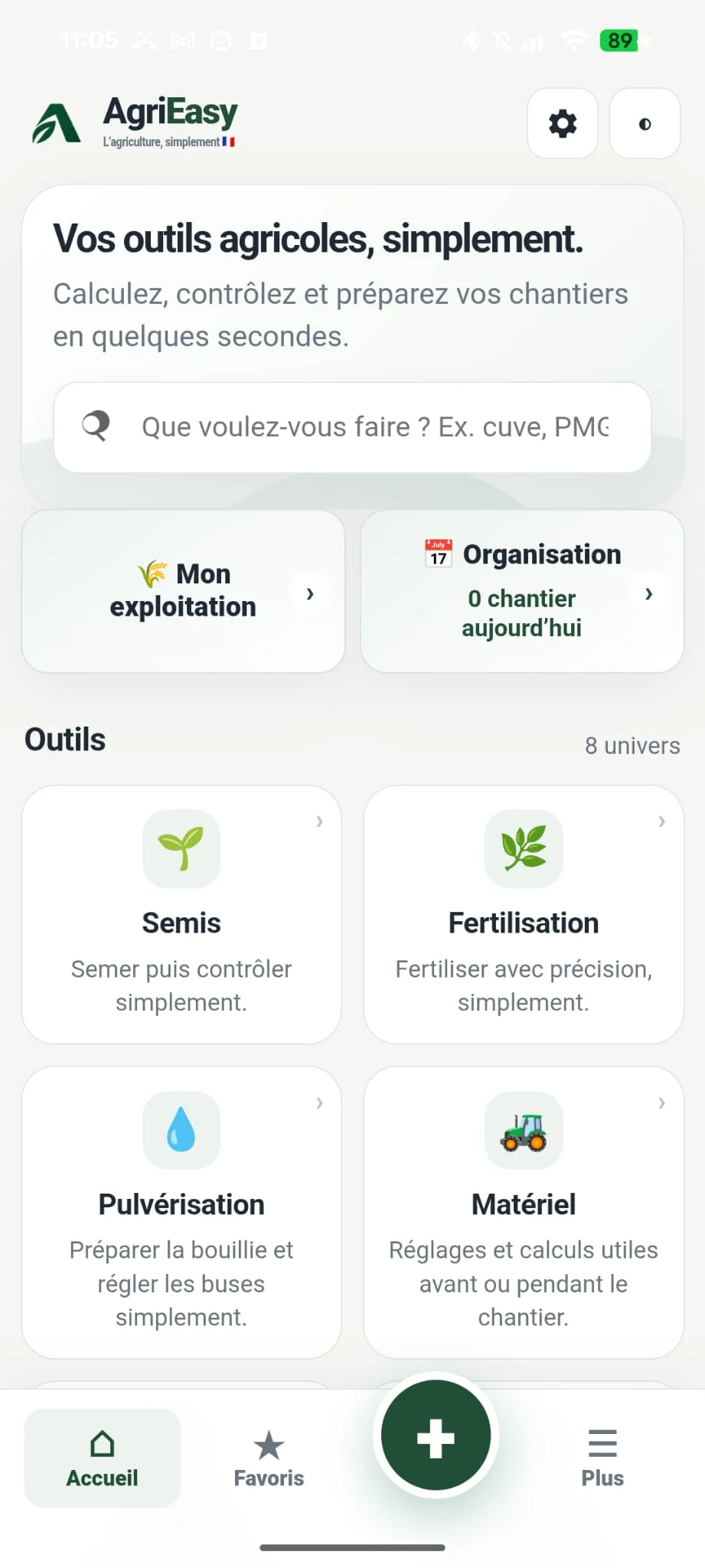 Interface réelle de l’application AgriEasy